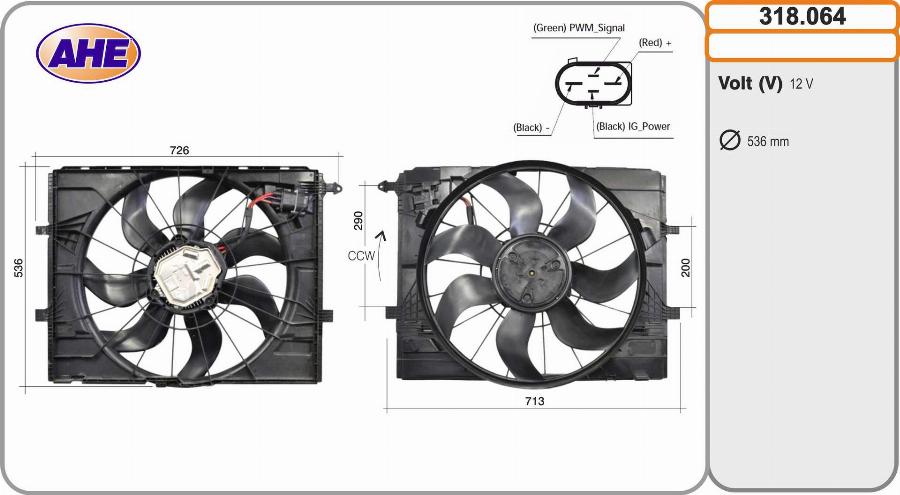 AHE 318.064 - Вентилятор, охлаждение двигателя autodnr.net