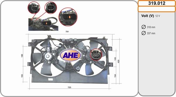 AHE 319.012 - Вентилятор, охолодження двигуна autocars.com.ua