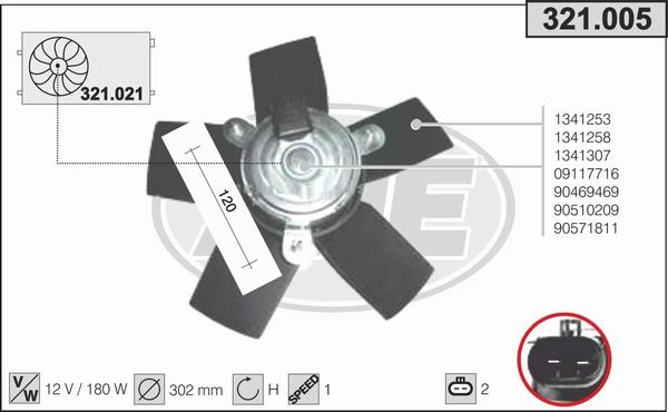 AHE 321.005 - Вентилятор, охолодження двигуна autocars.com.ua