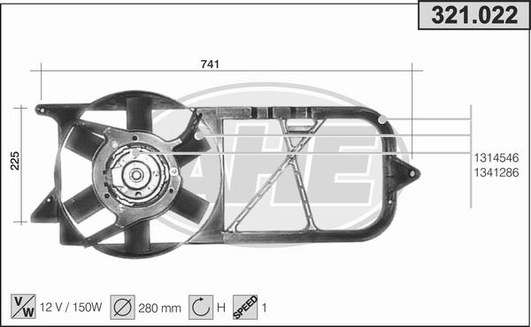 AHE 321.022 - Вентилятор, охолодження двигуна autocars.com.ua