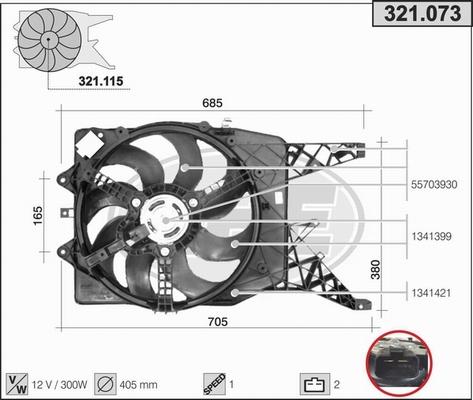 AHE 321.073 - Вентилятор, охолодження двигуна autocars.com.ua