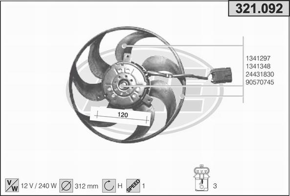 AHE 321.092 - Вентилятор, охолодження двигуна autocars.com.ua