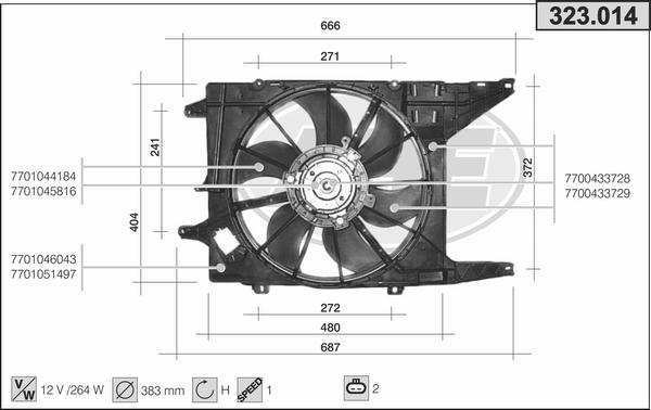 AHE 323.014 - Вентилятор, охолодження двигуна autocars.com.ua