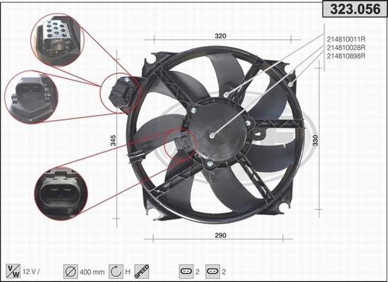 AHE 323.056 - Вентилятор, охолодження двигуна autocars.com.ua