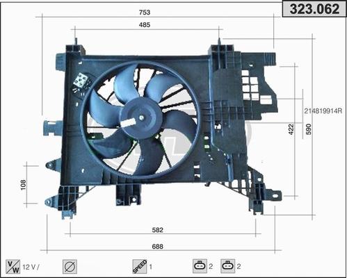 AHE 323.062 - Вентилятор, охолодження двигуна autocars.com.ua