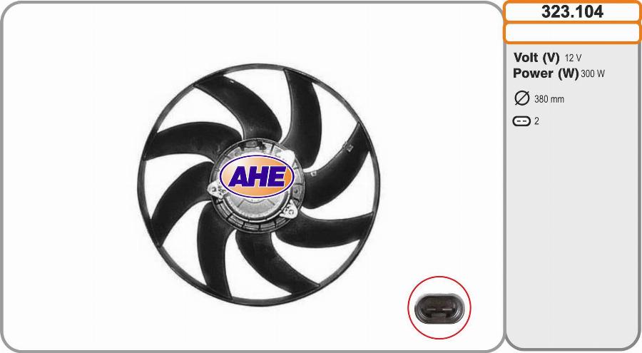 AHE 323.104 - Вентилятор, охолодження двигуна autocars.com.ua