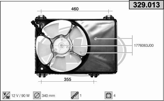 AHE 329.013 - Вентилятор, охолодження двигуна autocars.com.ua