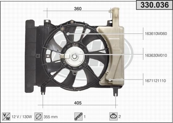 AHE 330.036 - Вентилятор, охолодження двигуна autocars.com.ua