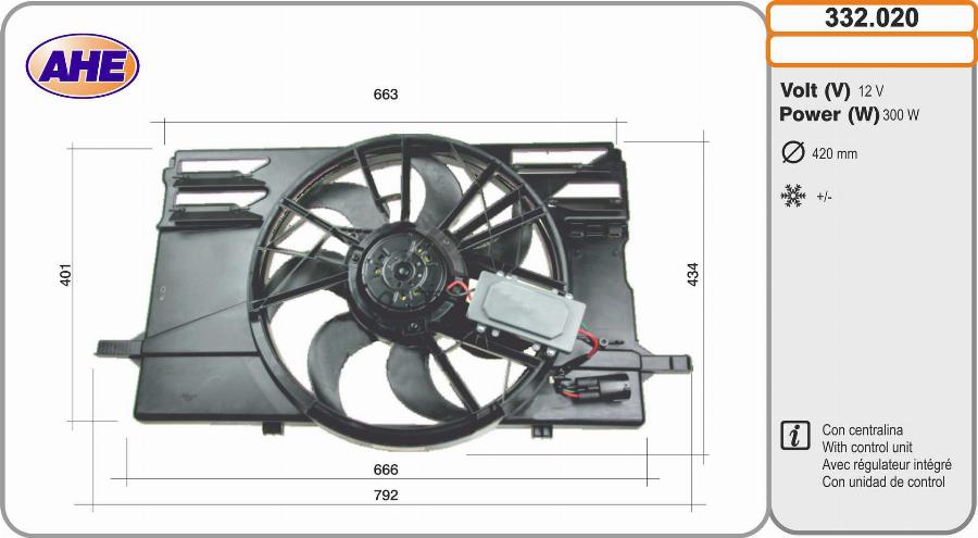 AHE 332.020 - Вентилятор, охолодження двигуна autocars.com.ua