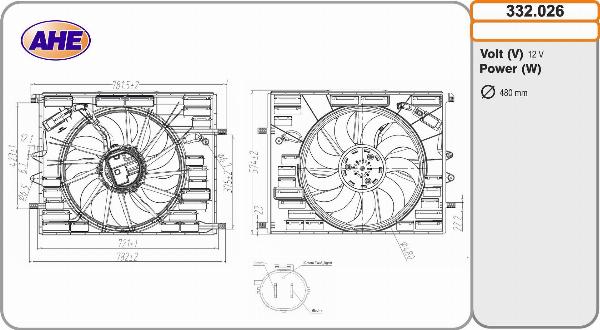 AHE 332.026 - Вентилятор, охолодження двигуна autocars.com.ua