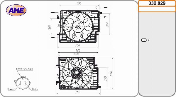 AHE 332.029 - Вентилятор, охолодження двигуна autocars.com.ua