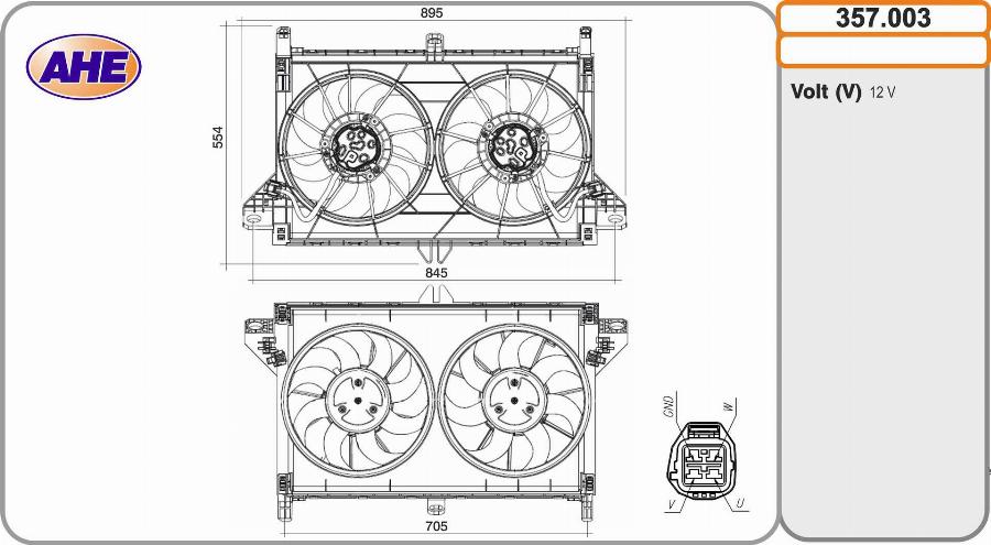 AHE 357.003 - Вентилятор, охолодження двигуна autocars.com.ua