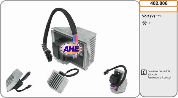AHE 402.006 - Додатковий резистор, електромотор - вентилятор радіатора autocars.com.ua