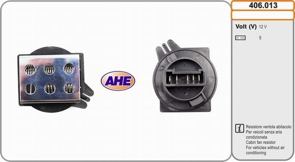 AHE 406.013 - Додатковий резистор, електромотор - вентилятор радіатора autocars.com.ua