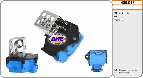 AHE 406.018 - Додатковий резистор, електромотор - вентилятор радіатора autocars.com.ua