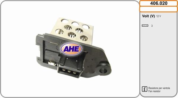 AHE 406.020 - Додатковий резистор, електромотор - вентилятор радіатора autocars.com.ua