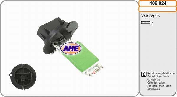 AHE 406.024 - Дополнительный резистор, электромотор - вентилятор радиатора autodnr.net