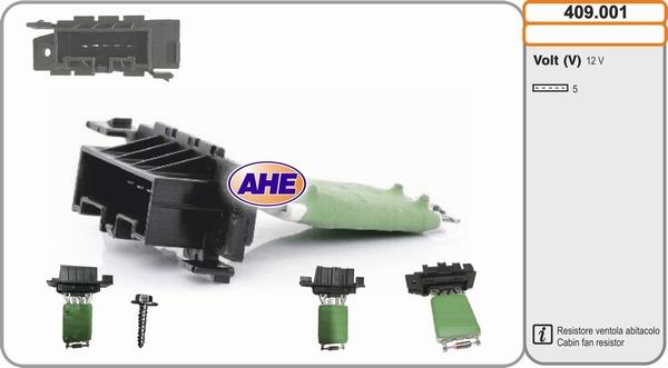 AHE 409.001 - Додатковий резистор, електромотор - вентилятор радіатора autocars.com.ua