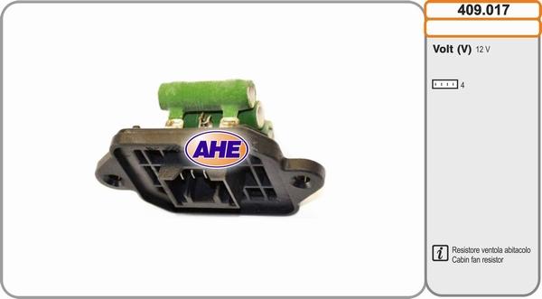 AHE 409.017 - Додатковий резистор, електромотор - вентилятор радіатора autocars.com.ua