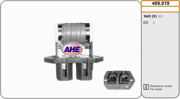 AHE 409.019 - Додатковий резистор, електромотор - вентилятор радіатора autocars.com.ua