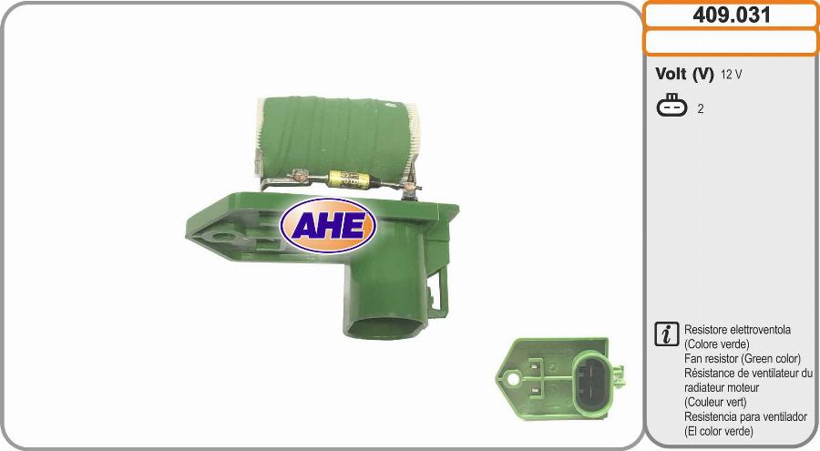 AHE 409.031 - Додатковий резистор, електромотор - вентилятор радіатора autocars.com.ua
