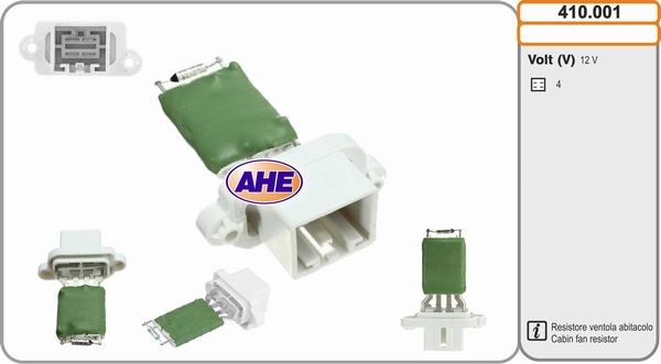 AHE 410.001 - Додатковий резистор, електромотор - вентилятор радіатора autocars.com.ua