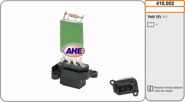 AHE 410.002 - Додатковий резистор, електромотор - вентилятор радіатора autocars.com.ua