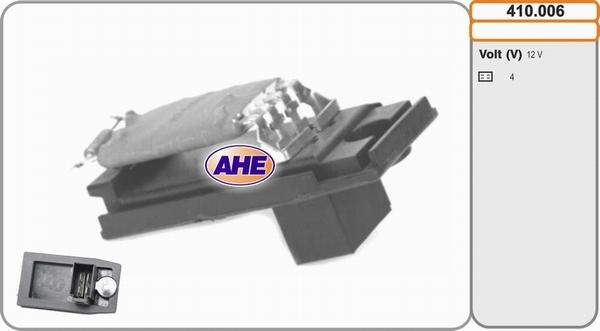 AHE 410.006 - Додатковий резистор, електромотор - вентилятор радіатора autocars.com.ua