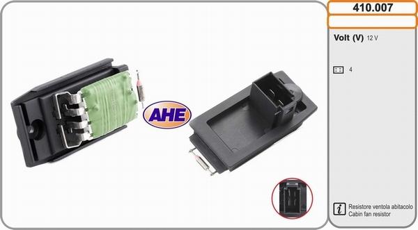 AHE 410.007 - Додатковий резистор, електромотор - вентилятор радіатора autocars.com.ua