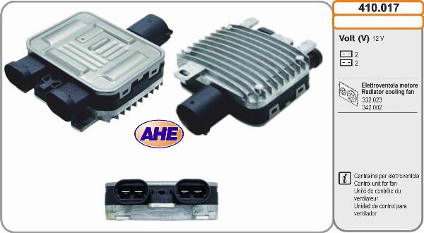 AHE 410.017 - Блок управління, ел.  вентилятор (охолодження двигуна) autocars.com.ua