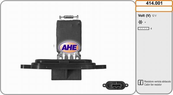 AHE 414.001 - Додатковий резистор, електромотор - вентилятор радіатора autocars.com.ua