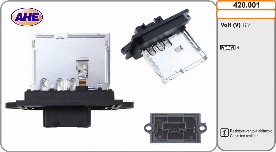 AHE 420.001 - Додатковий резистор, електромотор - вентилятор радіатора autocars.com.ua