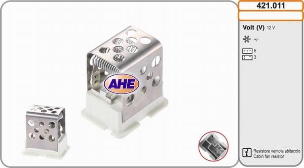 AHE 421.011 - Додатковий резистор, електромотор - вентилятор радіатора autocars.com.ua