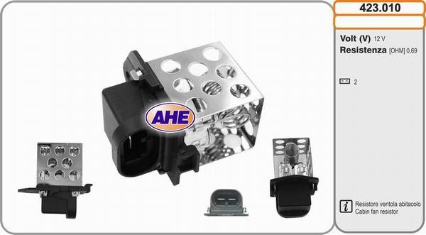 AHE 423.010 - Додатковий резистор, електромотор - вентилятор радіатора autocars.com.ua
