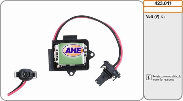 AHE 423.011 - Додатковий резистор, електромотор - вентилятор радіатора autocars.com.ua