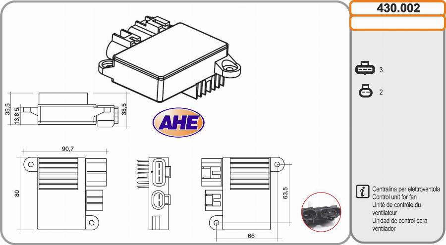 AHE 430.002 - Блок управління, ел.  вентилятор (охолодження двигуна) autocars.com.ua