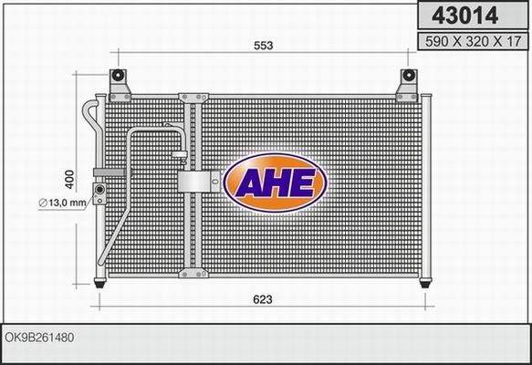 AHE 43014 - Конденсатор, кондиціонер autocars.com.ua