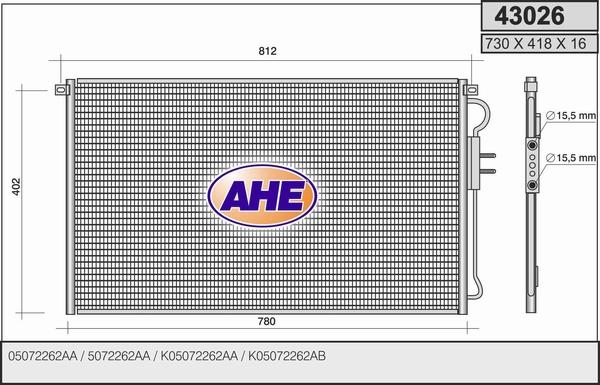 AHE 43026 - Конденсатор, кондиціонер autocars.com.ua