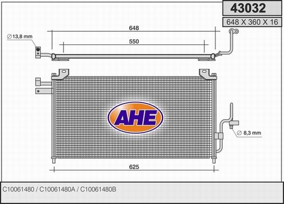 AHE 43032 - Конденсатор, кондиціонер autocars.com.ua