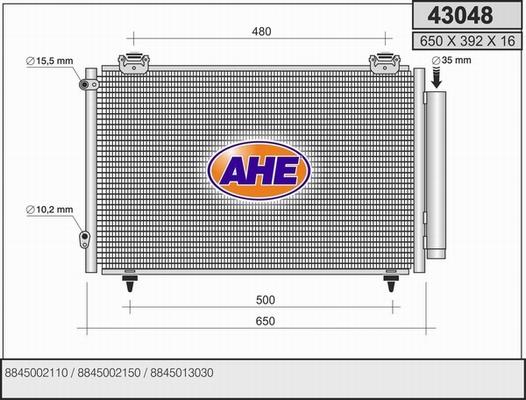 AHE 43048 - Конденсатор, кондиціонер autocars.com.ua