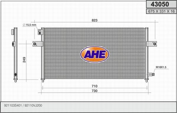 AHE 43050 - Конденсатор, кондиціонер autocars.com.ua