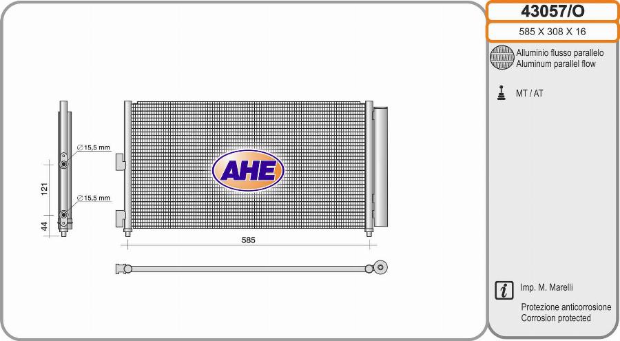 AHE 43057O - Конденсатор кондиционера autodnr.net