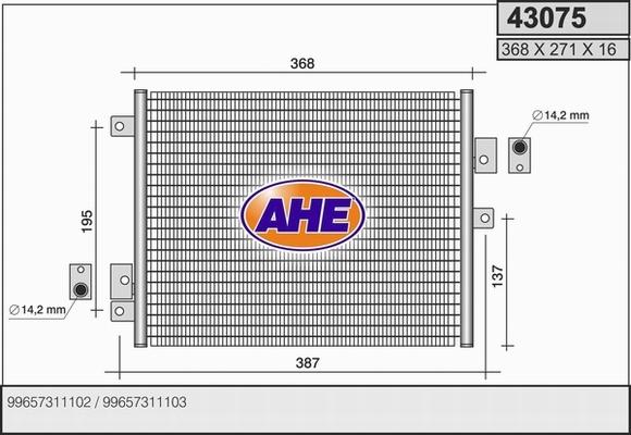 AHE 43075 - Конденсатор кондиционера autodnr.net