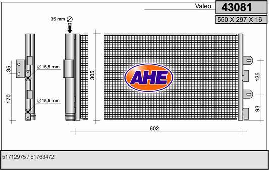 AHE 43081 - Конденсатор, кондиціонер autocars.com.ua