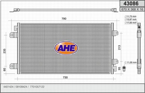 AHE 43086 - Конденсатор, кондиціонер autocars.com.ua