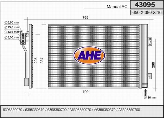 AHE 43095 - Конденсатор кондиционера autodnr.net