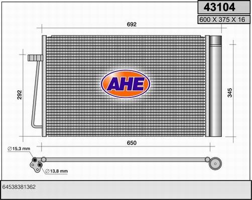 AHE 43104 - Конденсатор, кондиціонер autocars.com.ua