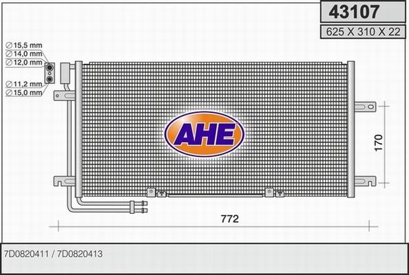 AHE 43107 - Конденсатор, кондиціонер autocars.com.ua
