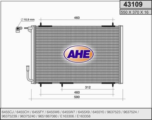 AHE 43109 - Конденсатор, кондиціонер autocars.com.ua