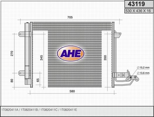 AHE 43119 - Конденсатор, кондиціонер autocars.com.ua